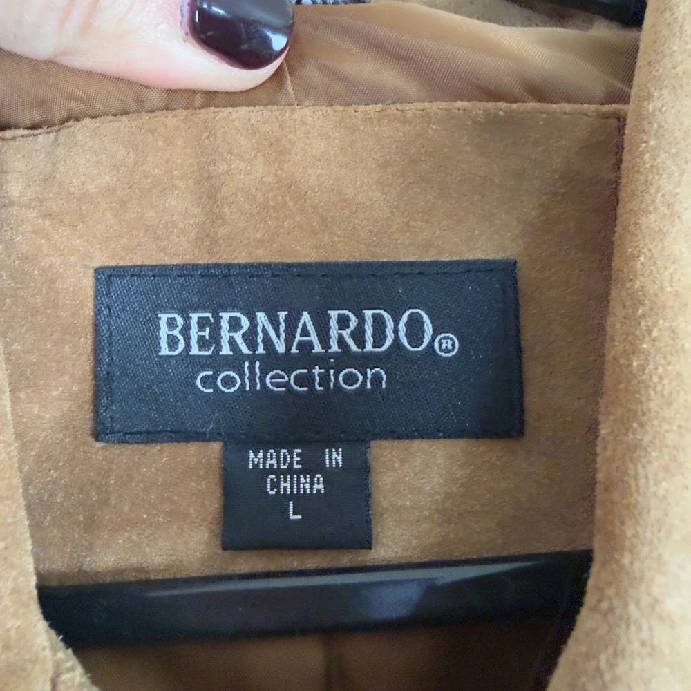 BERNARDO Collection Men's Suede Leather‎ Jacket Tan Button Front Size L Timeless